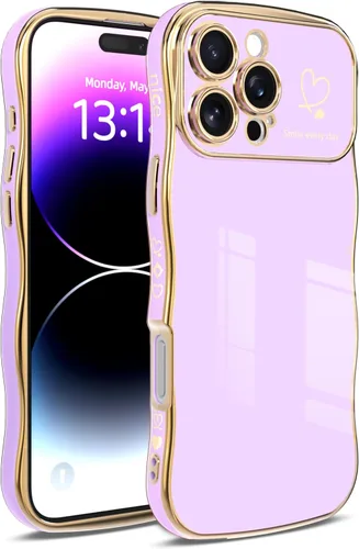 Vista 13 de IAIYOXI Funda para iPhone 11 para mujeres y niñas, bonito diseño ondulado con forma rizada, patrón de corazón, protección de cámara elevada, chapado