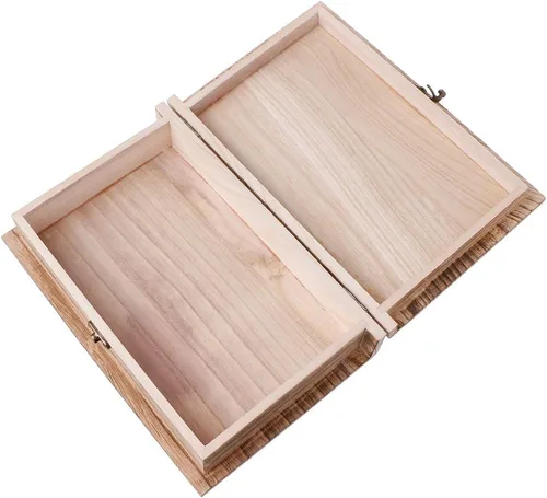 Vista 7 de Caja de madera con cierre con bisagras, caja de almacenamiento de joyas, organizador de artículos diversos