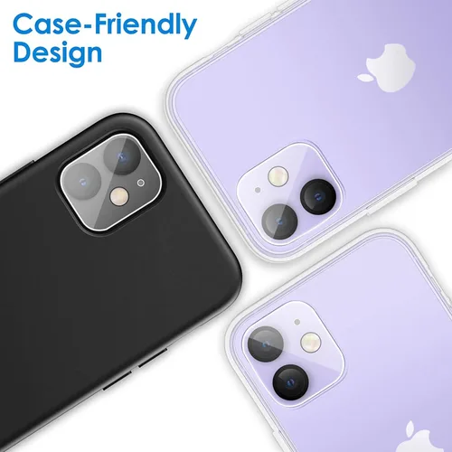 Vista 2 de Protector de lente de cámara para iPhone 11/12 Mini, vidrio templado, cobertura completa, antiarañazos, paquete de 2