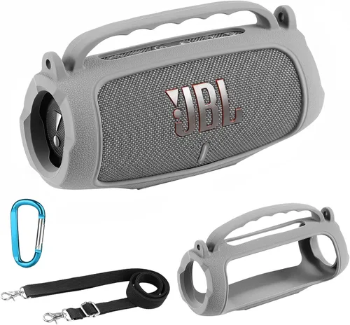 Vista 10 de Funda de silicona compatible con altavoz Bluetooth portátil impermeable JBL Charge 5 (azul)