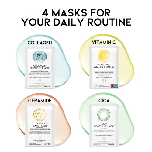 Vista 3 de Mascarilla facial coreana #OOTD para el cuidado de la piel seca y sensible Mascarillas en hoja hidratantes, revitalizantes, calmantes