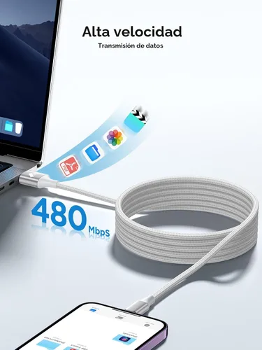 Vista 4 de Cargador de iPhone [certificado Apple MFi] Cable de carga rápida USB a Lightning de 6 pies, cable USB trenzado para teléfono compatible con iPhone