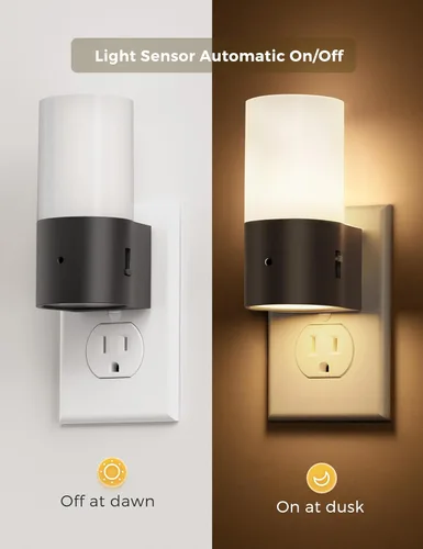 Vista 2 de L LOHAS LED Las luces nocturnas se enchufan en la pared, luz nocturna regulable 0-100LM Dusk to Dawn Sensor, Soft White 3000K, Plug in Nightlights