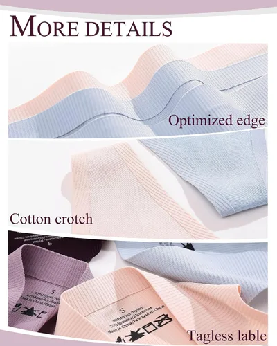 Vista 3 de FINETOO Tangas sin costuras para mujer tangas invisibles suaves acanaladas ropa interior sexy para mujer paquete de 6 XS-XL