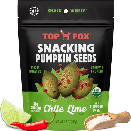 Vista 10 de Top Fox Snacks Semillas de calabaza para comer (Variedad, 3.5 oz) - Snacks sin gluten, snacks de proteínas, snacks keto, paleo y veganos - Tostadas
