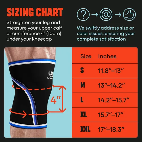 Vista 3 de Par de rodilleras de compresión de neopreno de 0.3" para hombres y mujeres para entrenamiento pesado, sentadillas, gimnasio, levantamiento de pesas