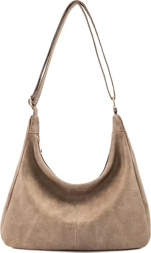 Vista 16 de NIUEIMEE ZHOU Bolsos Hobo para mujer Bolso de hombro de cuero vegano plegable Bolso de mano holgado Bolso bandolera