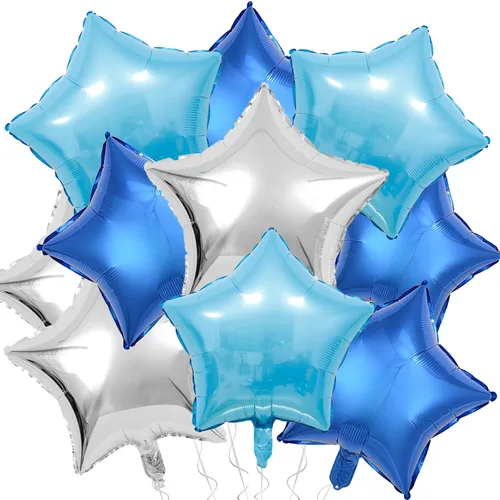 Vista 22 de Globos de papel de aluminio con forma de estrella de arena beige, marrón y blanco, 10 globos de Mylar en forma de estrellas de 18 pulgadas