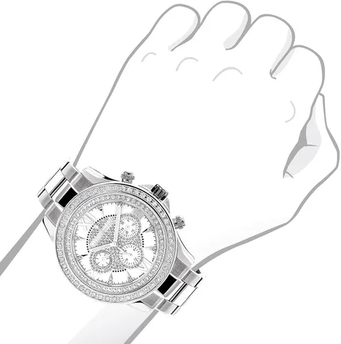 Vista 3 de LUXURMAN Reloj de diamante chapado en oro blanco 2 ctw de diamantes, Reloj de cuarzo