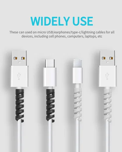 Vista 12 de Protector de cable para almohadilla de teléfono, cuaderno, protector de cable de silicona, 12 protectores de cargador, protector de cable