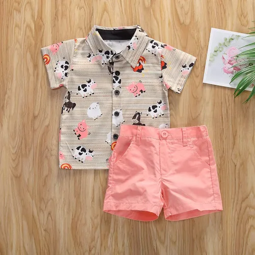 Vista 8 de Zoiuytrg Camisas con botones y cuello vuelto con estampado de vaca y cerdo diseño de caballo y vaca