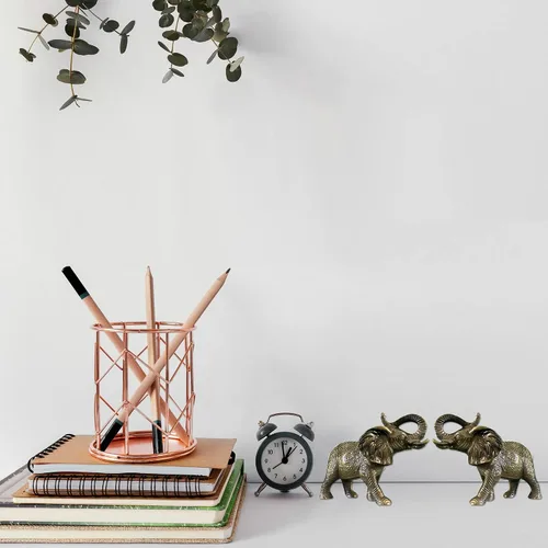 Vista 5 de Elefante africano metal Statuette, Handcrafted figura decorativa Animal Escultura, aluminio decorativo Estatua, – Decoración de mesa estudio