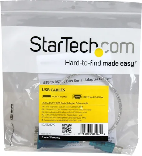 Vista 6 de StarTech.com Cable adaptador USB a serie de 17 pulgadas (16.9 in), adaptador USB-A a DB9 RS232, chipset prolífico - M/M