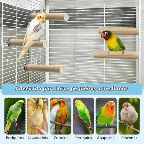 Vista 6 de Tfwadmx Plataforma de madera natural de juguete para pájaros de perca