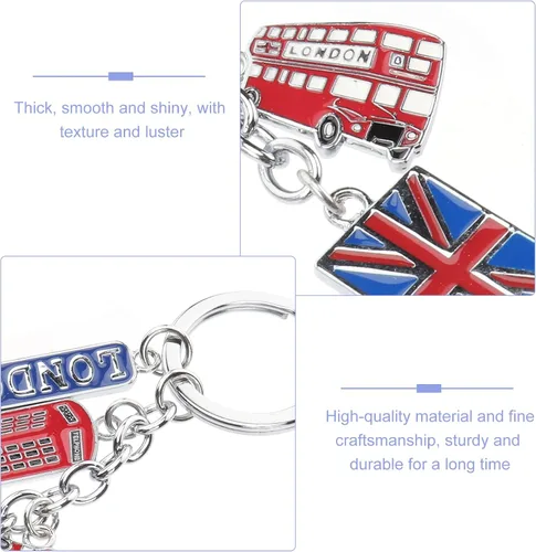 Vista 2 de LUOEM London Llaveros de recuerdo del Reino Unido, llavero de metal, llavero de bandera de Union Jack, llavero de coche, bolso y dijes