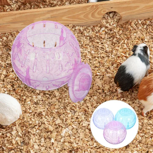 Vista 2 de POPETPOP Pelota de ejercicio para hámster, 3 piezas de plástico de 3.54 pulgadas, juguetes para correr para animales pequeños, reduce