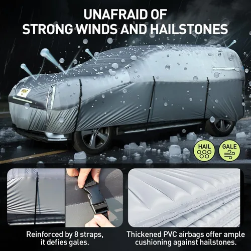 Vista 9 de WARSUN Funda protectora para coche hermética contra granizo con bolsa de aire de PVC real engrosada Funda protectora para coche resistente contra
