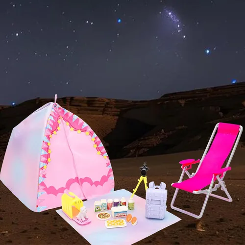 Vista 6 de 34 Pcs 11.5 Inch Doll Camping Tent Set-Sleeping Bag Backpack Accessories