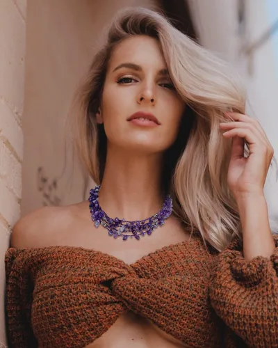 Vista 2 de Bocar Collares para mujeres, collar de cuentas de collar de declaración de múltiples capas de 5 hebras para regalo de mujer (NK-10694)