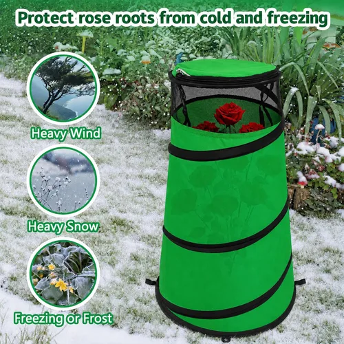 Vista 4 de Conos de rosas emergentes para protección de invierno, cubierta protectora verde (green-1pcs)