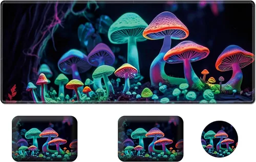 Vista 9 de Juego de alfombrillas para mouse de escritorio con soporte para codo y muñeca, 2 codos + posavasos (31.5 x 11.8 pulgadas), espuma viscoelástica