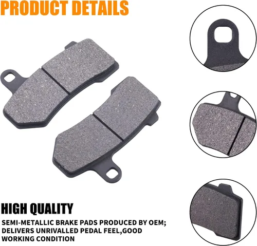Vista 3 de Juego de pastillas de freno semimetálicas delanteras y traseras para Harley Touring FLHX Street Glide 2008-2015 Touring FLHTCU Ultra Classic Electra