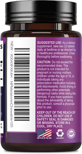Vista 8 de Suplementos de apoyo para dormir de melatonina – Melatonina de disolución rápida de 10 mg por porción para adultos – Tabletas de melatonina