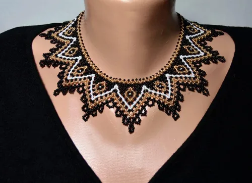 Vista 5 de Collar de babero con cuentas zulú multicolor, collar sudafricano con estilo masai, regalos para hermanas (color C)