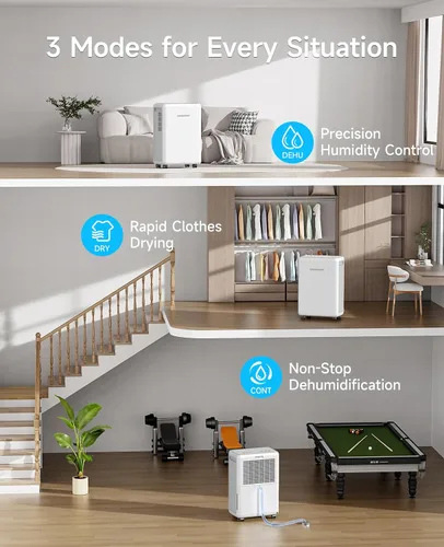 Vista 7 de 2,000 Sq.Ft Dehumidifier for Basement & Large Room with Drain Hose 30 Pints Capacity with Quiet Operation for Home and Bedroom, 3 Modes, Auto