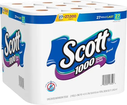 Vista 12 de Scott 1000 hojas por rollo, 8 rollos de papel higiénico, papel de baño