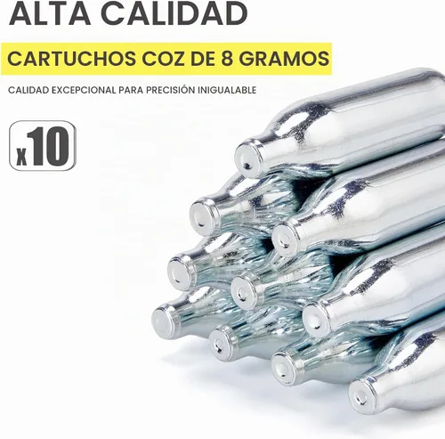 Vista 2 de Cartuchos de CO2 de 8 gramos / 12 gramos, sin rosca, cartuchos de cilindro de CO2 de alta calidad para pistolas de paintball, pistolas
