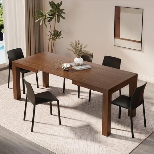 Vista 13 de Mobili Fiver, Iacopo Mesa de comedor extensible, color blanco Ashwood, fabricada en Italia