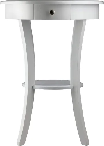 Vista 4 de Mesa auxiliar Sasha Accent, de la marca Winsome. Hecha de madera, con cajón, patas curvas, man-made-material, Blanco