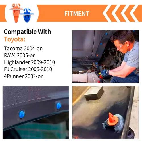 Vista 4 de 30 clips de guardabarros compatibles con Toyota, 4Runner, FJ Cruiser, RAV4 – Panel de moldura de puerta exterior trasero de plástico basculante Kit