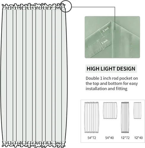 Vista 3 de DWCN Cortinas para Puertas Francesas – Cortinas opacas térmicas con bolsillo para barra para puertas con ventana de cristal, puertas de cocina