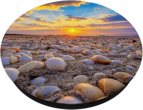 Vista 2 de Ocean Reef Park Sunrise con conchas de mar Sunrise Sundown - PopSockets agarre y soporte para teléfonos y tabletas