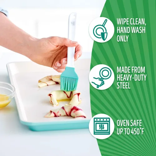 Vista 6 de GreenLife Soft Grip - Juego de ollas y sartenes antiadherentes de cerámica saludable, 16 piezas, azul y utensilios para hornear de cerámica