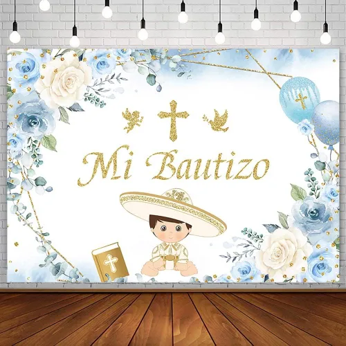 Vista 9 de AIBIIN Telón de fondo Mi Bautizo de 7 x 5 pies para niño, verde, eucalipto, ángel, fotografía, fondo, primera comunión, bautizo, suministros