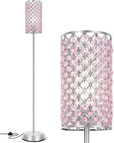 Vista 13 de Lámparas de pie de cristal GyroVu para sala de estar, lámpara de pie negra de 3 luces, lámpara alta de pie con elegante pantalla de cristal K9