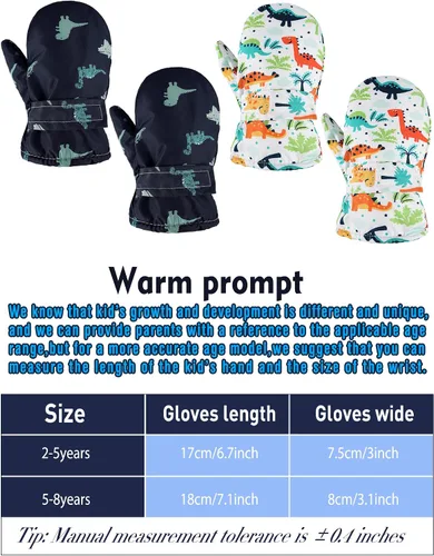 Vista 3 de SATINIOR 2 pares de manoplas impermeables para niñas, guantes de nieve para niños, guantes de esquí cálidos y gruesos para actividades al aire libre