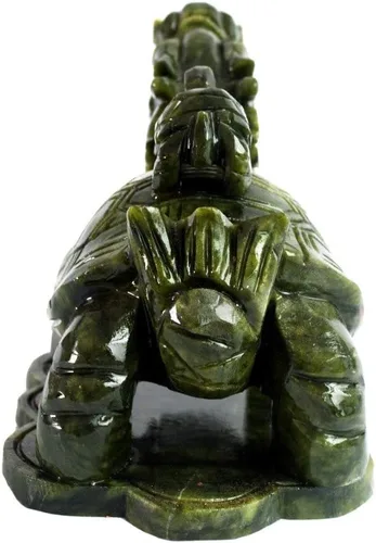 Vista 5 de LILOVE Feng Shui chino gran tortuga de dragón de jade verde para la riqueza estatua escultura figuritas