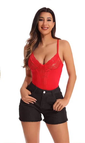 Vista 6 de Genhoo - Body de encaje sexy para mujer de una pieza