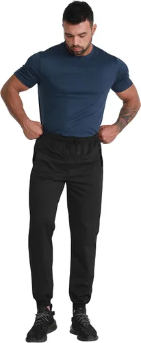 Vista 4 de RPOVIG Pantalones deportivos para correr y entrenar pantalones deportivos para hombre con bolsillos, juego de 3 piezas para correr, gimnasio