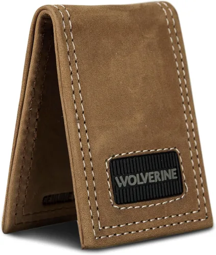 Vista 5 de WOLVERINE Men's Slim Wallet Card Case Money Clip RFID Protection ID Window Rugged Leather Canvas