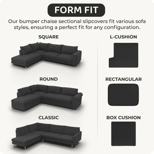 Vista 6 de PAULATO BY GA.I.CO. Funda de Sofá Seccional - Funda de Sofá de Esquina - Fundas de Sofá Chaise con Parachoques - Sofá Lavable con Funda para Otomana
