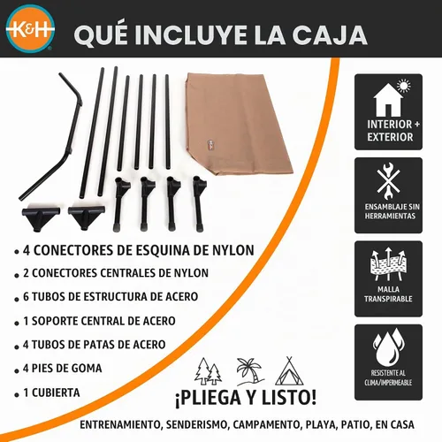 Vista 6 de K&H - Cama elevada para perros para exteriores, cama elevada y refrescante Malla de color marrón.