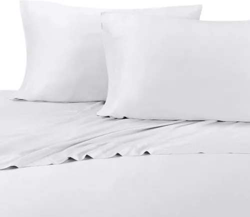 Vista 19 de Juego de sábanas sedosas y suaves de bambú-algodón híbrido, sábanas de cama 100 % de bambú-algodón.