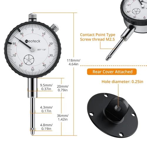 Vista 7 de Neoteck Soporte de base magnética de 176 lbs/80 kg + juego de indicadores de dial de 1 pulgada