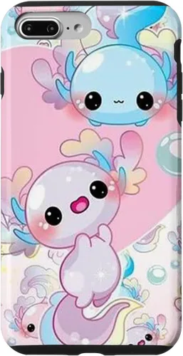 Vista 12 de Linda funda Kawaii Axolotl azul y rosa para iPhone 17