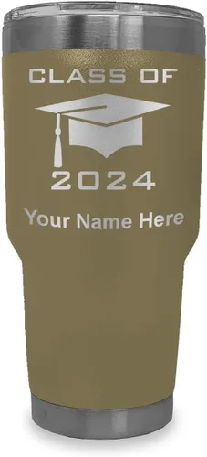 Vista 24 de LaserGram Vaso aislado al vacío de 20 onzas, grado de tapa clase de 2024, 2025, 2026, 2027, 2028, grabado personalizado incluido (negro)